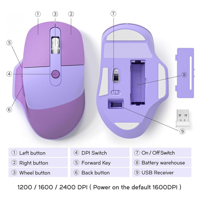 Wireless Ergonomic Keyboard and Mouse Combo with PU Wrist Rest,