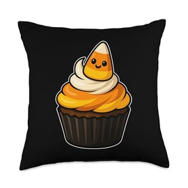 Candy Corn Cupcake Throw Pillow