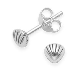 Heather Needham Sterling Silver Sea Shell Earrings - Studs SIZE: TINY!!! 5mm. Gift Boxed. 5079.