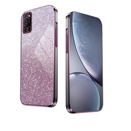 WBWONE Glitter Case for OPPO A52 / A72 / A92 Case, Electroplated Edge, Flexible Protection, Shockproof Soft Cover Shell with Glitter Stickers - Pink