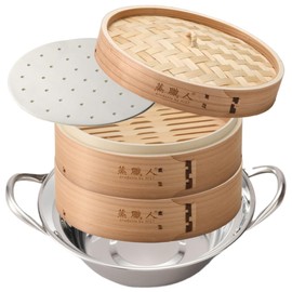Heist Seiro Sugiki with Induction Pot, Set of 2 Main Units, 1 Lid Set, Commercial Use, 20 Sheets for Steamers (Steamer, Pot Included, Cedar 7.1 inches (18 cm)