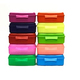 Mintra Home Utility Boxes - 1.4L ASSORTED 10pk - 7.2inW x 5.6inD x 2.6inH - great utility box, storage box for pencils, crayons, pens, crafts and other small items