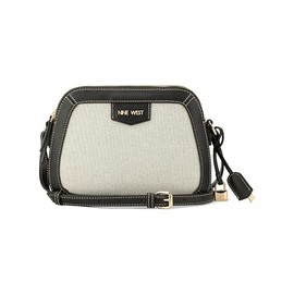 Nine West Women's Cibrina Dome Crossbody etta, Tote, Purse, ava, Bag, Designer, Black White Canvas