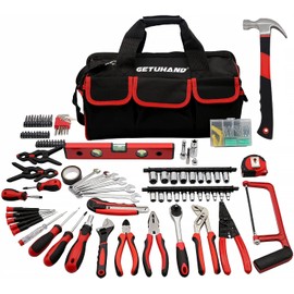 188-Piece Household Tool Kit - GETUHAND General Home/Auto Repair Hand Tool Set, Multi Tool Set with Large Mouth Opening Tool Bag with 15 Pockets
