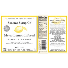Sonoma Syrup Co Meyer Lemon Simple Syrup 12.7 ounces for Cocktails, Baking and Cooking
