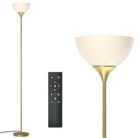 PESRAE Floor Lamp, Remote Control with Stpeless Color Temperatures and Brightness, Torchiere lamp for Bedroom, Living Room, Bulb Included