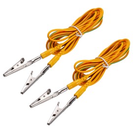 MECCANIXITY ESD Grounding Cable Cord with Alligator Clip 3.0m/118" Long Yellow Anti-Static Ground Wire Cable Clip for Eliminate Conductor Electrostatic, Pack of 2