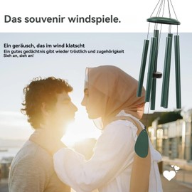 Wind Chimes for Outdoor Hanging Wind Chimes - 6 Tube Chimes for Garden, Balcony, Wind Chime Garden Garden Decoration Wind Chime (32 Inches, Green)