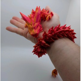 Cinderwing 24" Red & Gold Crystal Articulated Dragon 3D Printed Sensory, Flexi Fidget Toy