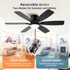 52inch Black Ceiling Fans with Lights and Remote/App Control, Low