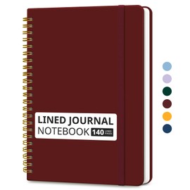 Lined Spiral Journal Notebook for Women & Men, 140 Pages, College Ruled Hardcover Notebook for Work & Note Taking, Journals for Writing, A5(6"x8") - Burgundy