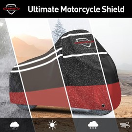 DaShield Ultimum Series Motorcycle Cover All Season Waterproof Dust, Sun, Universal Heavy Duty Durable Indoor/Outdoor Scooter Cover with Lock-Holes (Red, XXL)