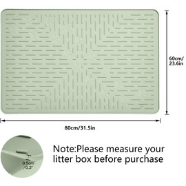 OHMO Cat Litter Mat Large Trapping Mat Premium Silicone Rubber 31.5x23.6 Sage Green, Waterproof and BPA Free Kitty Litter Box Mat, Easy to Clean and Keeps The Floor Tidy