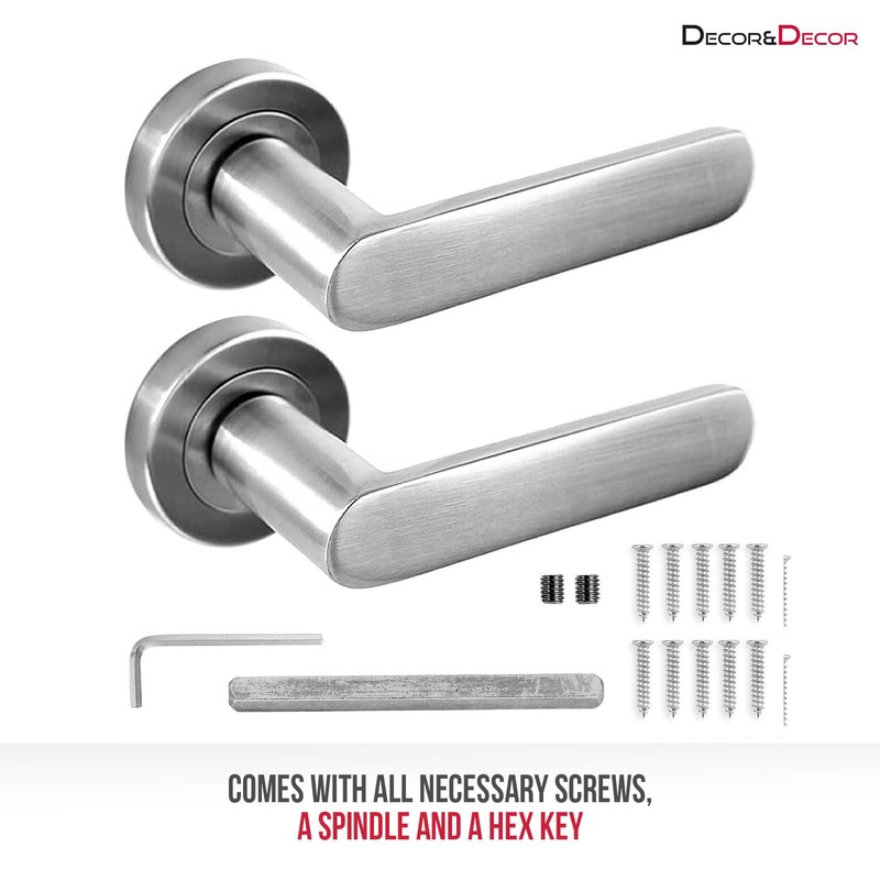Decoranddecor Echo Satin Nickel Door Lever Handles - 54mm Round