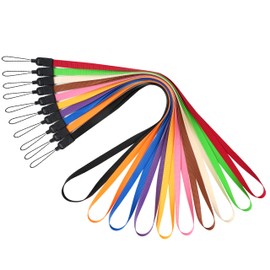 [AMUU] Neck Strap, Ring, Neck Strap, Ring Strap, Phone Strap, Hanging String, Nylon, ID Card Holder, Smartphone, Wallet, Keys, Assorted Colors, 10 Pieces (Flat String Red, Green, Beige, Brown, Pink,