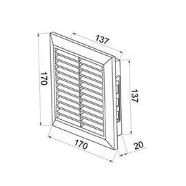 Black Air Vent Grille with Fly Screen and Fitting Frame 170mm x 170mm Grid Ducting Cover T40CZ