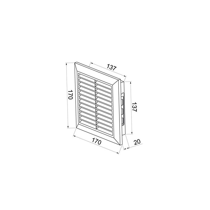 Black Air Vent Grille with Fly Screen and Fitting Frame