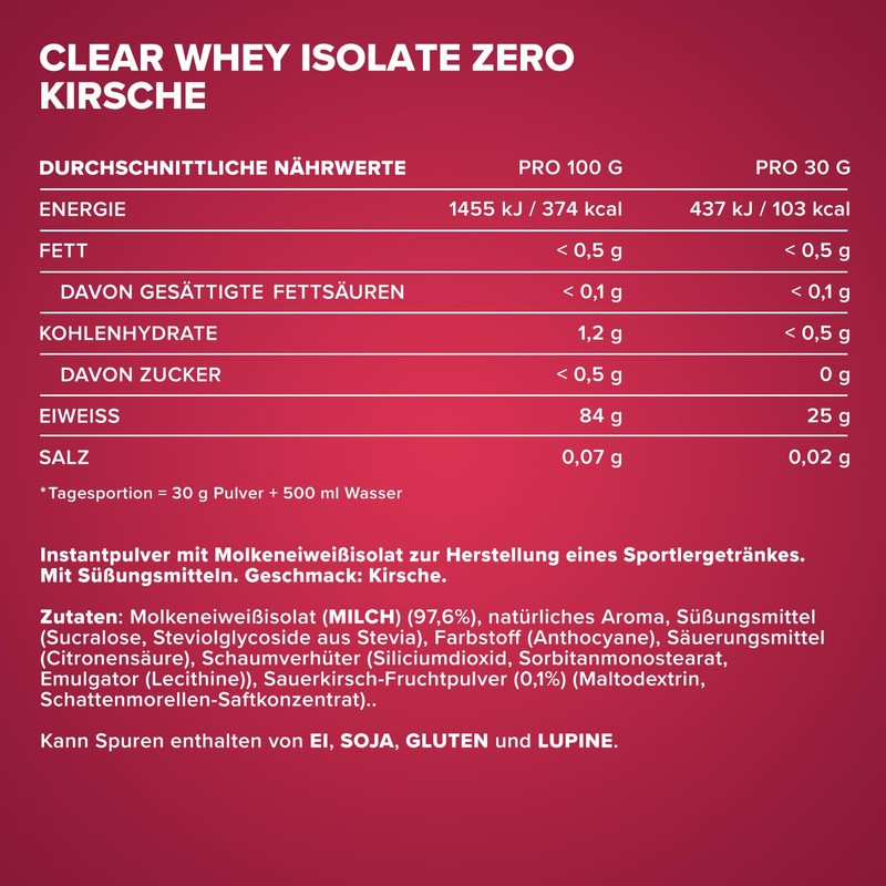 IronMaxx Clear Whey Isolate Zero - Kirsche 400g Dose |