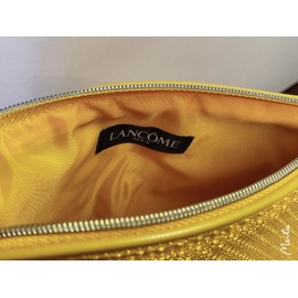 LANCOME NEW LANCOME WOVEN DESIGN Yellow Cosmetic Zippered MAKEUP BAG