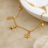Frigotine Dainty Gold Bell Clover Charm Chain Ankle Bracelet for