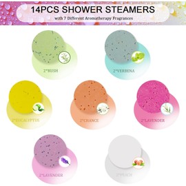 14PCS Shower Steamers Aromatherapy with 7 Scents, Bath Bombs with Essential Oils for Relaxation, Shower Bombs Shower Tablets Gift Sets for Women and Men in Mother's Day, Anniversaries