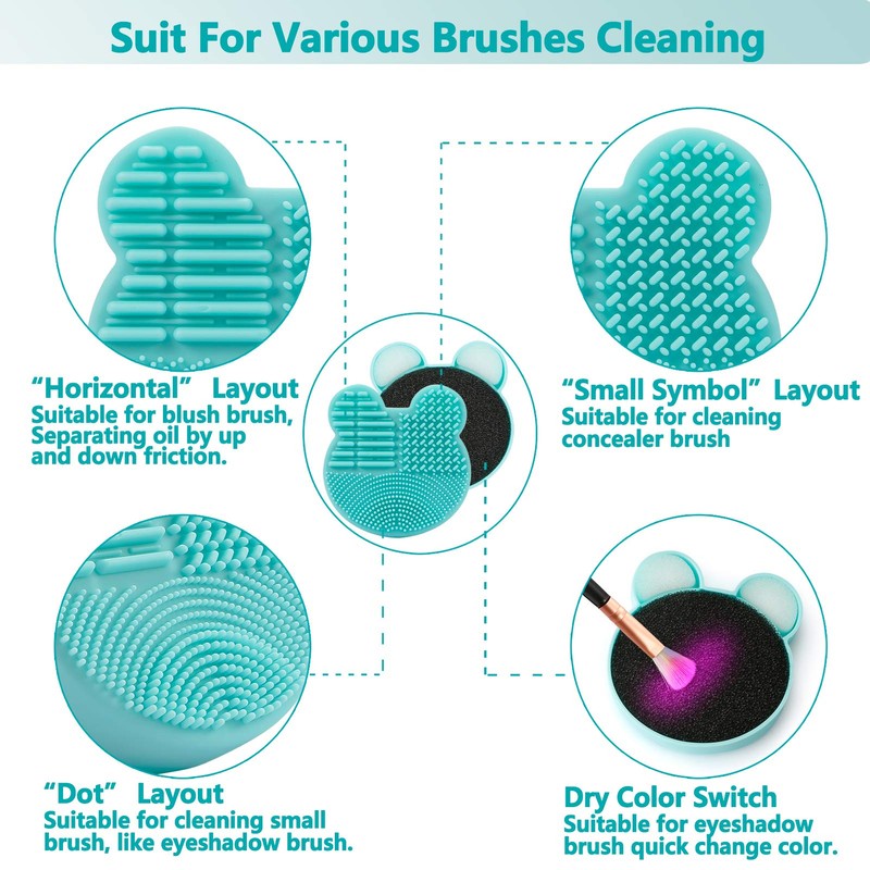 TailaiMei 2 Pack Makeup Brush Cleaning Mat with Color Removal