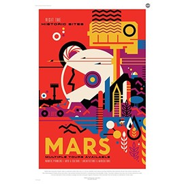 Mars: Visit the Historic Sites - NASA JPL Space Tourism Travel Poster - Unframed (24" x 36") - Certified Digital Fusion Print 200 Year Lifespan Archival inks