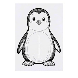 Large 'Penguin Cartoon' Temporary Tattoo (TO00074423)