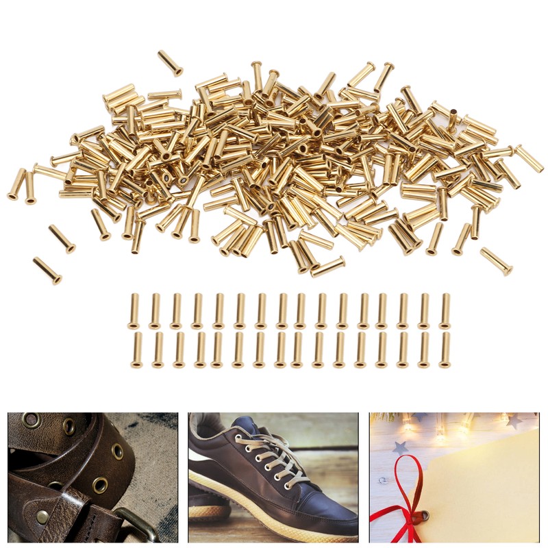 500Pcs Hollow Rivet Brass Decorative Through Hole Excellent Corrosion Resistance
