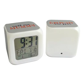 Fabulous Call me Mummy Expression Alarm Clock with Lighting, Grey, 7.8 x 7.8 x 7.8 cm, Retro Lighting, Multi-Colour, LED