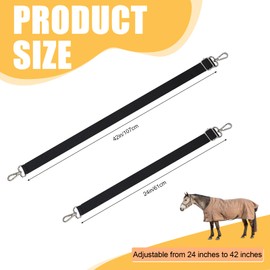 Shinylin 6 Pcs Horse Blanket Leg Straps, Replacement Elastic Straps with Double Swivel Snaps, Adjustable Length 24 to 42 Inches for Horse Blanket