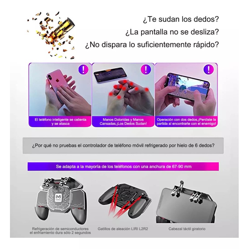Mecajota Gamepad Con Ventilador De Refrigeración Viene Con 4 Gatillos