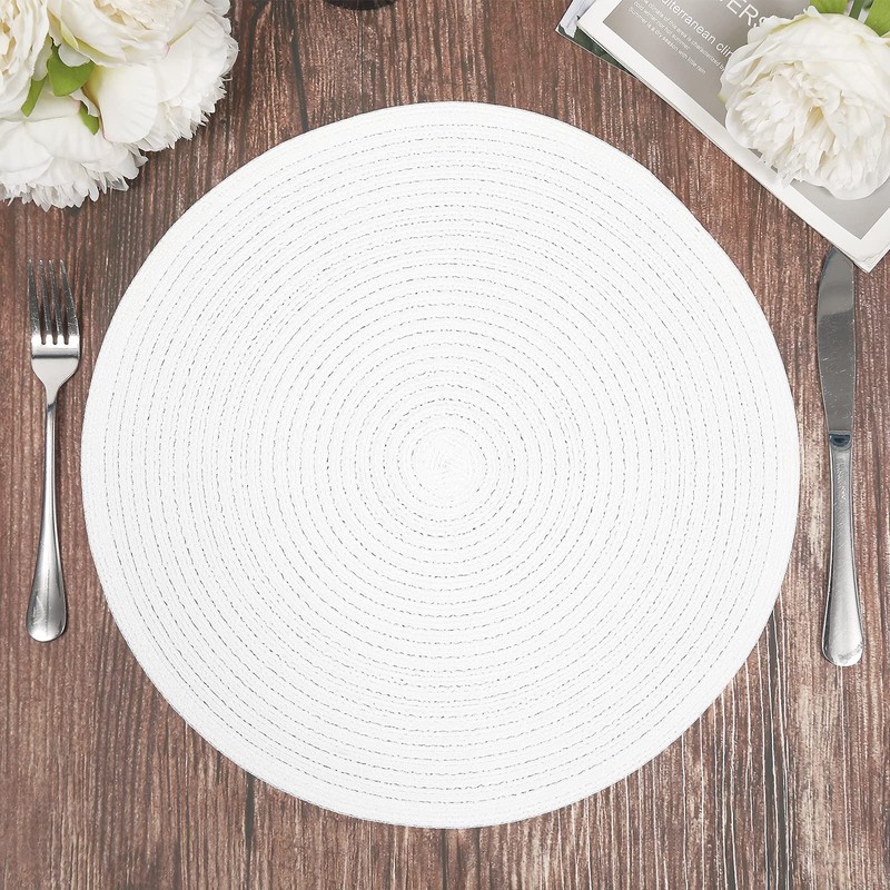 SHACOS Round Braided Placemats Set of 6 Round Table Mats