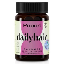 Priorin dailyhair EMPOWER – Biotin-Gummies zur Unterstützung des normalen Haarwachstums* – 7.000 µg Biotin + Zink, Selen & Kürbiskernextrakt – Vegan & Zuckerfrei – 30 Gummies