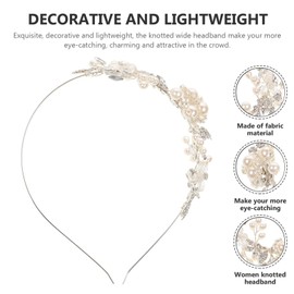 Lurrose Wedding Bride Rhinestone Headband Insert Flower Crystal Pearl Headband Bridal Headpieces Hair Accessory for Lady Party Decor