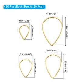 PATIKIL 80Stk Offene Lünette 4 Größen Teardrop Harz Lünetten Charm Anhänger Offene Rückseite Lünetten Legierung Hohl Rahmen Bulk für Harz Basteln Herstellung Gold Ton