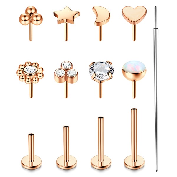PATISORNA 16G/18G/20G G23 Titanium Labret Piercing Jewellery Labret Stud CZ