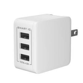 Owtec OWL-ACU348AS-WH AC Charger, Smart Charging, 3 USB Type-A x 3 Ports, White