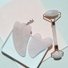Natural Rose Quartz Gua Sha Face Roller Facial Trapezius - Face Roller / 천연 로즈 쿼츠 괄사 페이스 롤러 얼굴 승모근 - 페이스롤러