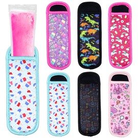 Pack of 6 Popsicle Holder Bags, Ice Lolly Holder for Children, Ice Pop Neoprene Anti Frosting Sleeves, Reusable Multicoloured Ice Sleeves for Children Ice Drinks Summer Party Indoor Outdoor Party