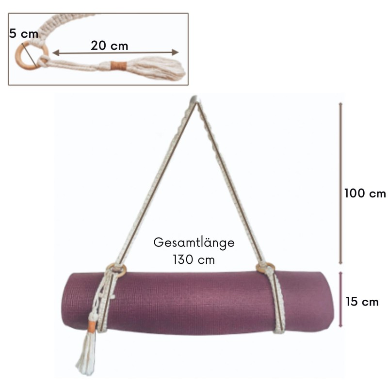 Macraben Cotton Carrying Strap for Yoga Mat - Adjustable Macrame
