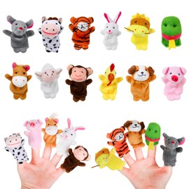 12Pcs Mini Plush Animal Finger Puppets, 12 Style Cartoon Small Hand Puppet Toy, Mini Plush Figures, Finger Doll Props, Baby StoryTime Playtime, Birthday Party Bag Fillers, for Kids Toddlers