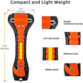 ZHSX Safety Hammer, 50 Pack Car Emergency Escape Tool Car Window Breaker and Seat Belt Cutter with Light Reflective Tape for Family Car Life Saving Survival Kit