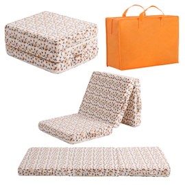 Foldable Floor Mattress for Kids, Toddler Washable Tri Folding Floor Nap Mat for Sleeping Daycare, Child Trifold Futon Sofa Bed with Storage Bag for Girls and Boys