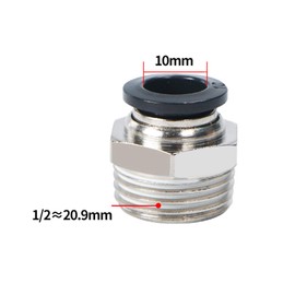 10 Pcs Straight Pneumatic Connectors, Black Air Hose Push to Quick Connect Brass Fittings Adapter, 10mm x 1/2" Male Thread