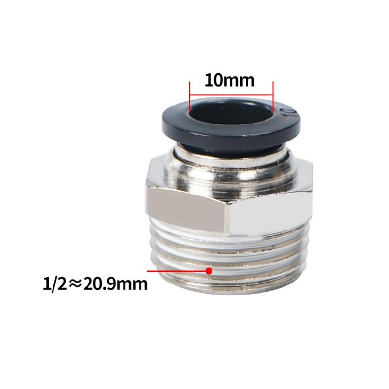 10 Pcs Straight Pneumatic Connectors, Black Air Hose Push to