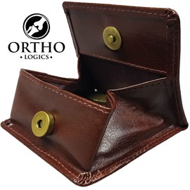 Orthologics Brown Leather Coin Pouch Folding Wallet Money Change Card Purse OL8