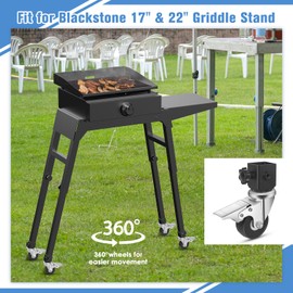 Petrirufun Caster Wheels Set for Blackstone Griddle Stand, 4 Pack Griddle Wheels with Brake for Blackstone 17" & 22" Griddle Stand, 360 Degree Silky Swivel, Grill Accessories for Blackstone