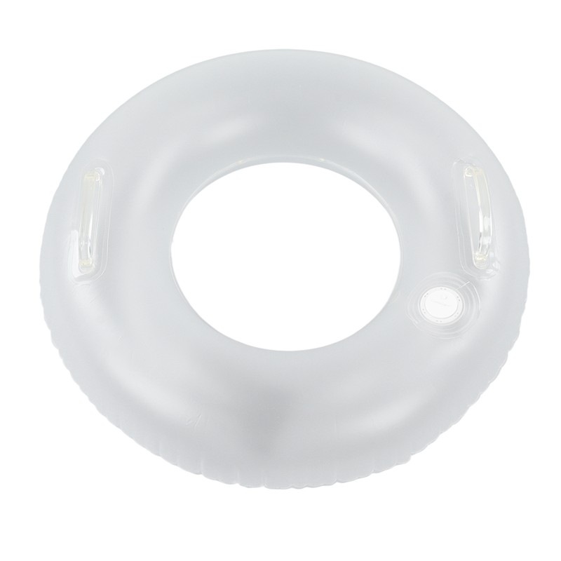 LED Inflatable Swim Ring with 2 Handles Transparent Swimming Floating