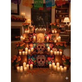 Paquete Kit de 4 Nichos Altar Ofrenda Día de Muertos 14 X 14 X 22 Cm MDF Chicos